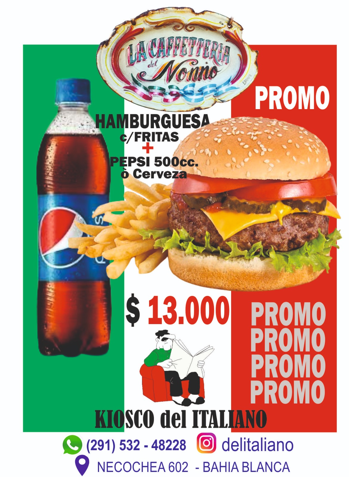 HAMBURGUESA C FRITAS Y PEPSI