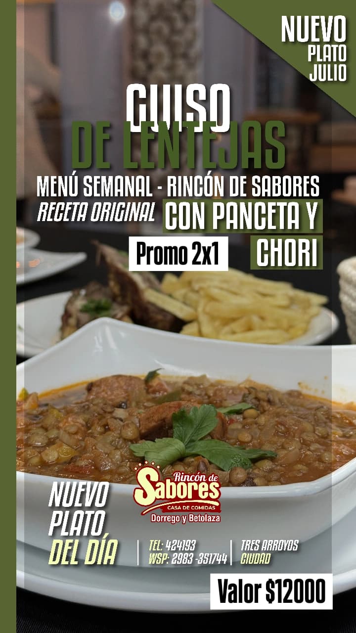 2x1 en guiso de lentejas 