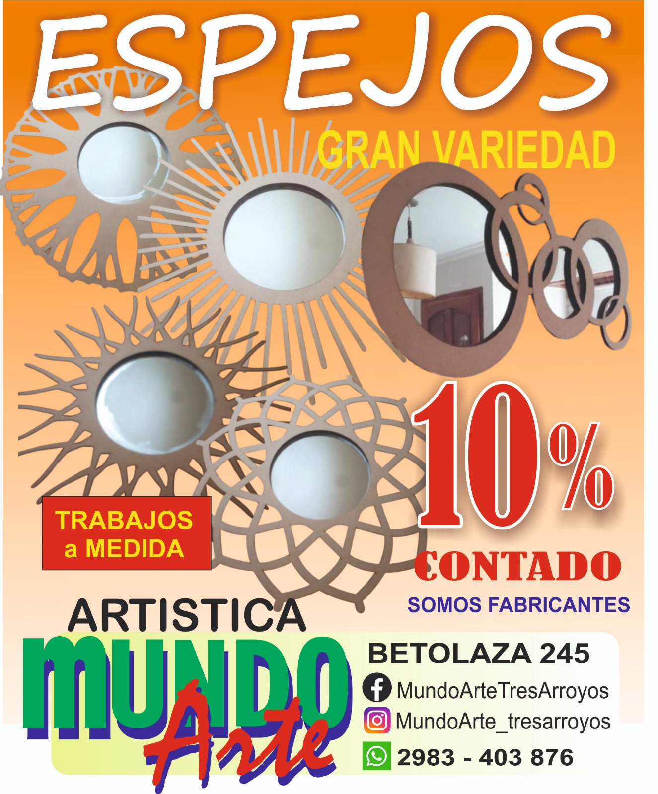 Gran variedad de espejos con marcos .