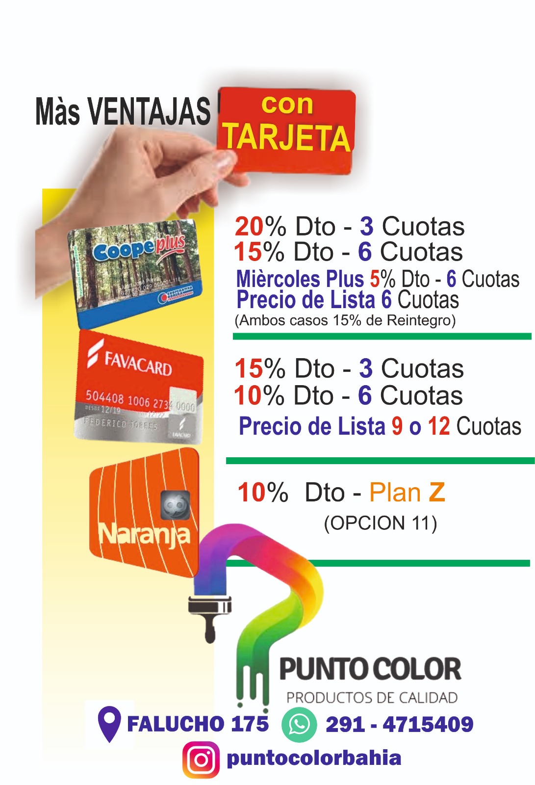 Descuento con tarjetas Coopeplus, Favacard, Naranja