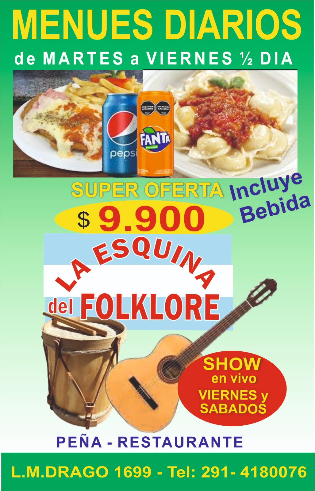 Menús diarios $9900